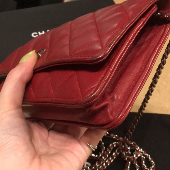 Red Chanel Quilted WOC Wallet on Chain - Picture 11 of 14